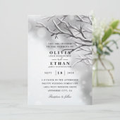 シルバーの冬の結婚式の招待状 招待状 (スタンド正面)