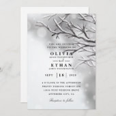 シルバーの冬の結婚式の招待状 招待状 (正面/裏面)