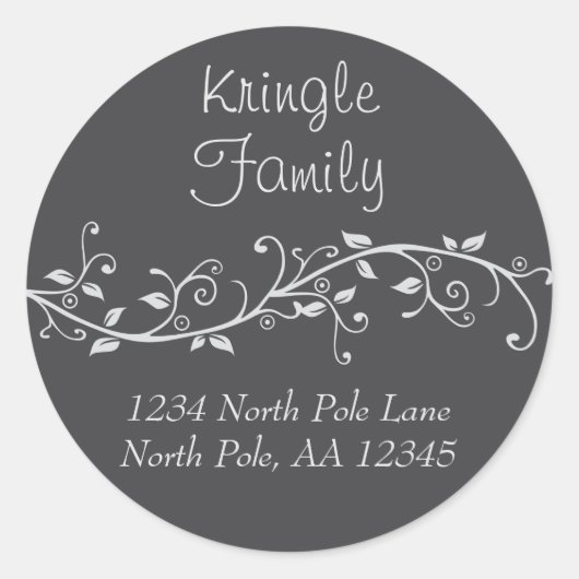 シルバーの名前の住所ステッカー ラウンドシール (正面)