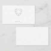 シルバーの幾何学的ハート座席表 – フラット プレイスカード (正面/裏面)