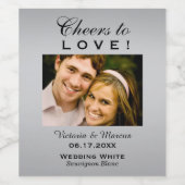 シルバーの応援結婚がLove's Photoボトルの好意 ワインラベル (シングルラベル)
