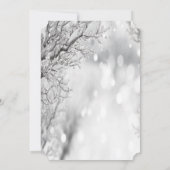 シルバーの木の枝、ワイングラスのブライダルシャワー 招待状 (裏面)