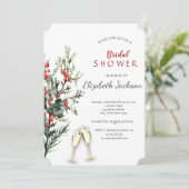 シルバーの木の枝、ワイングラス ブライダルシャワー 招待状 (スタンド正面)