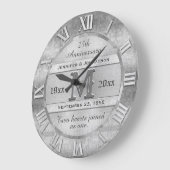 シルバーの結婚命日 ラージ壁時計 (傾斜)