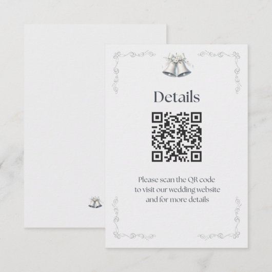 シルバーの結婚式の鐘 詳細 封入 エンクロージャーカード (正面/裏面)