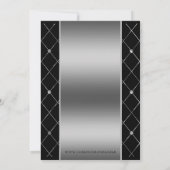 シルバーの背景とハートのウェディング 招待状 (裏面)