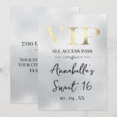 シルバーの背景にゴールドのVIP 招待状 (正面/裏面)