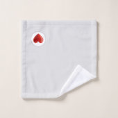 シルバーの背景赤いハート バスタオルセット (ウォッシュタオル)