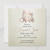 シルバーの背景、紙吹雪、ベビーシャワー 招待状 (正面)