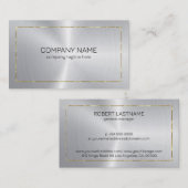 シルバーの背景(金ゴールド付き縁ど) 名刺 (正面/裏面)