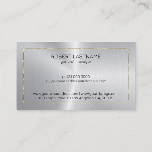 シルバーの背景(金ゴールド付き縁ど) 名刺 (裏面)