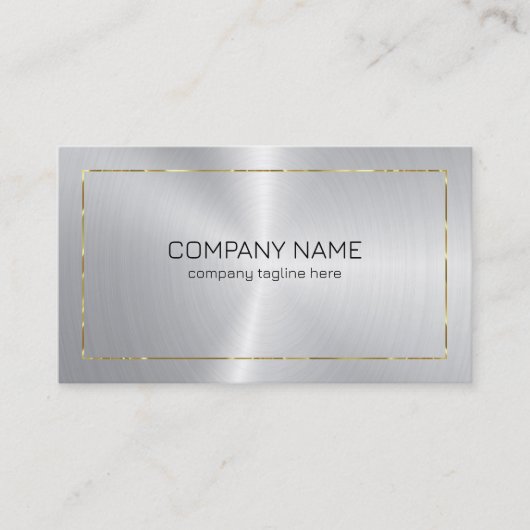 シルバーの背景(金ゴールド付き縁ど) 名刺 (正面)