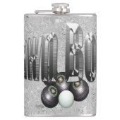 シルバーの芝生のボールにボウルのロゴ フラスク (正面)