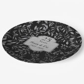 シルバーの葉のブラック 25周年記念 ペーパープレート (アングル)