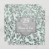 シルバーの葉 25周年記念結婚式 招待状 (正面/裏面)