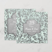シルバーの葉 25周年 結婚記念日 招待状 (正面/裏面)