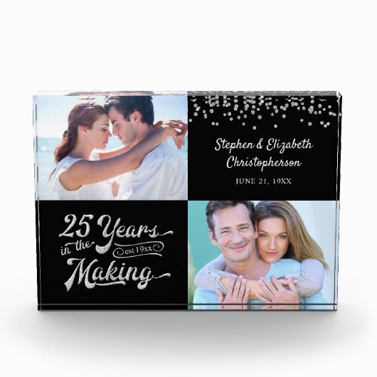 シルバーの記念日と今の紙吹雪 フォトブロック (正面)