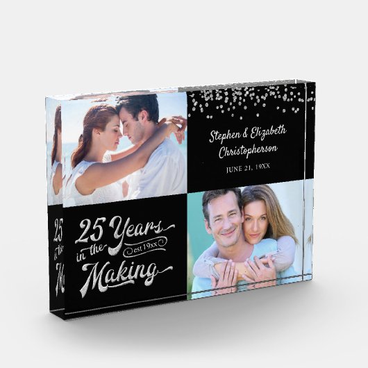 シルバーの記念日と今の紙吹雪 フォトブロック (左)