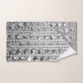 シルバーの輝くビーズ パーソナライズされた バスタオルセット (ハンドタオル)