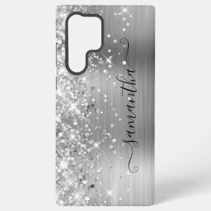 シルバーの輝くフォイルのシグネガーリークション SAMSUNG GALAXY S22 ULTRAケース