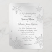 シルバーの雪結婚片 招待状 (正面/裏面)