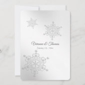 シルバーの雪結婚片 招待状 (裏面)