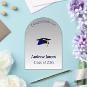 シルバーの青い卒業式キャップ – おめでとう アクリル招待状 (インサイチュ (ウェディング))