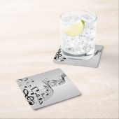 シルバーの音楽ノート スクエアペーパーコースター (インサイチュ)