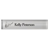 シルバーの音楽ノート デスクネームプレート (正面)