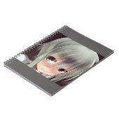 シルバーの髪のアニメの女の子が影の子猫の声で ノートブック (左側)