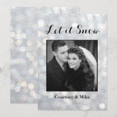 シルバーの「Let it Snow」ホリデー フォト カード (正面/裏面)