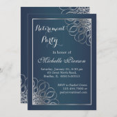 シルバーはミッドナイトブルーのリタイアメントパーティーで旋回 招待状 (正面/裏面)