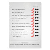 シルバーは、彼女はブライダルシャワーのゲームカードを言った テーブルナンバー (裏面)