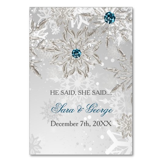 シルバーは、彼女はブライダルシャワーのゲームカードを言った テーブルナンバー (正面)