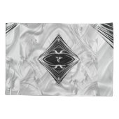 シルバーまたは抽象芸術の花Black - Silk 枕カバー (裏面)