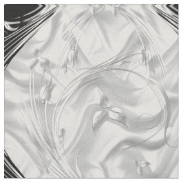 シルバーまたは抽象芸術の花Black - Silk & Art ファブリック