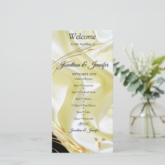 シルバーまたは金ゴールドの抽象芸術の花 – シルク&アート (スタンド正面)