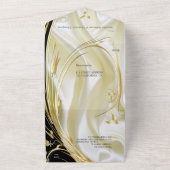 シルバーまたは金ゴールドの抽象芸術の花 – シルク&アート オールインワン招待状 (外側)