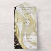 シルバーまたは金ゴールドの抽象芸術の花 – シルク&アート オールインワン招待状 (内側)