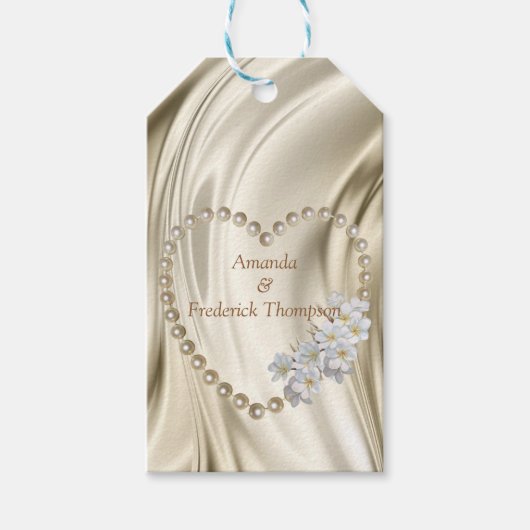 シルバーまたは金ゴールドの抽象芸術の花 – シルク&アート ギフトタグ (正面)