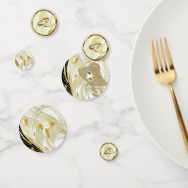 シルバーまたは金ゴールドの抽象芸術の花 – シルク&アート コンフェッティ