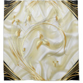 シルバーまたは金ゴールドの抽象芸術の花 – シルク&アート シャワーカーテン (正面)