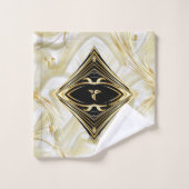 シルバーまたは金ゴールドの抽象芸術の花 – シルク&アート バスタオルセット (ウォッシュタオル)