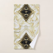 シルバーまたは金ゴールドの抽象芸術の花 – シルク&アート バスタオルセット (ハンドタオル)