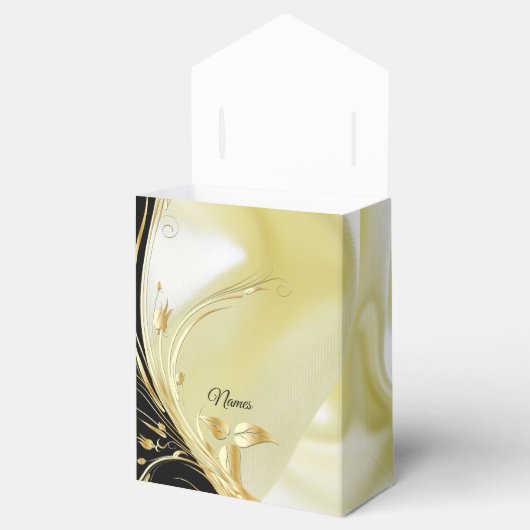 シルバーまたは金ゴールドの抽象芸術の花 – シルク&アート フェイバーボックス (オープン)