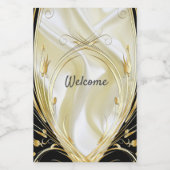 シルバーまたは金ゴールドの抽象芸術の花 – シルク&アート ワインラベル (シングルラベル)