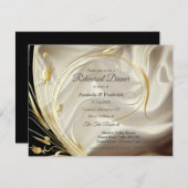 シルバーまたは金ゴールドの抽象芸術の花 – シルク&アート 招待状 (正面/裏面)