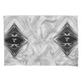 シルバーまたは金ゴールドの抽象芸術の花 – シルク&アート 枕カバー (正面)