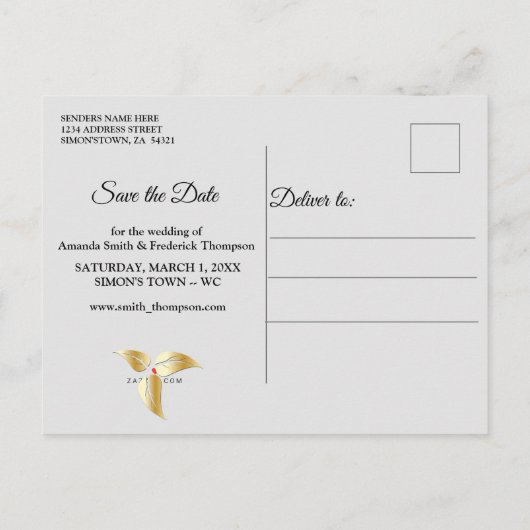 シルバーまたは金ゴールドの抽象芸術の花 – シルク&アート 案内ポストカード (裏面)