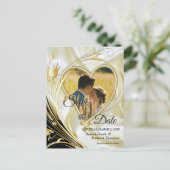 シルバーまたは金ゴールドの抽象芸術の花 – シルク&アート 案内ポストカード (スタンド正面)